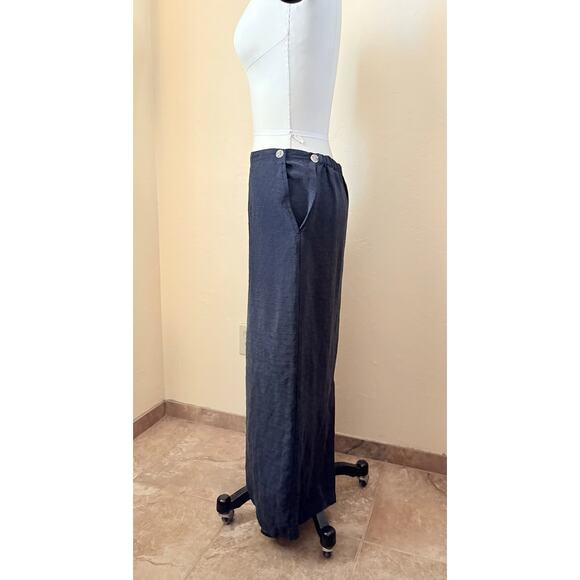 90s Vintage Nomadic Traders Silk Linen Midi Women's Skirt  Size Small Gray Grey - Picture 2 of 5